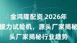 金鸿隆配资 2026年充电枪插拔力试验机，源头厂家揭秘行业趋势